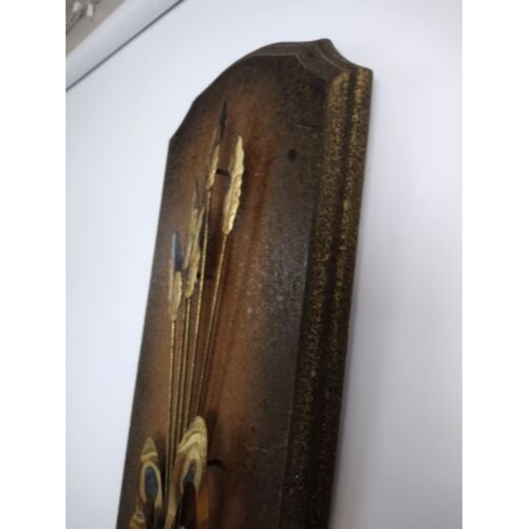 VINTAGE‎ MCM Copper Brass Cattails And Reeds On Cork Plaque - Picture 2 of 8